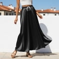 thumbnail image 2 of JTieacloth Satin Maxi Skirt For High Waist Elegant Tie Waist Solid Color A Line Long Skirt,Skirt for Women(Black), 2 of 6