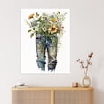 thumbnail image 4 of Gardening is in my Genes Bouquet Cutoff Jeans Vase Watercolour Painting Orange Pink Spring Flower Blooms Extra Large XL Wall Art Poster Print, 4 of 5