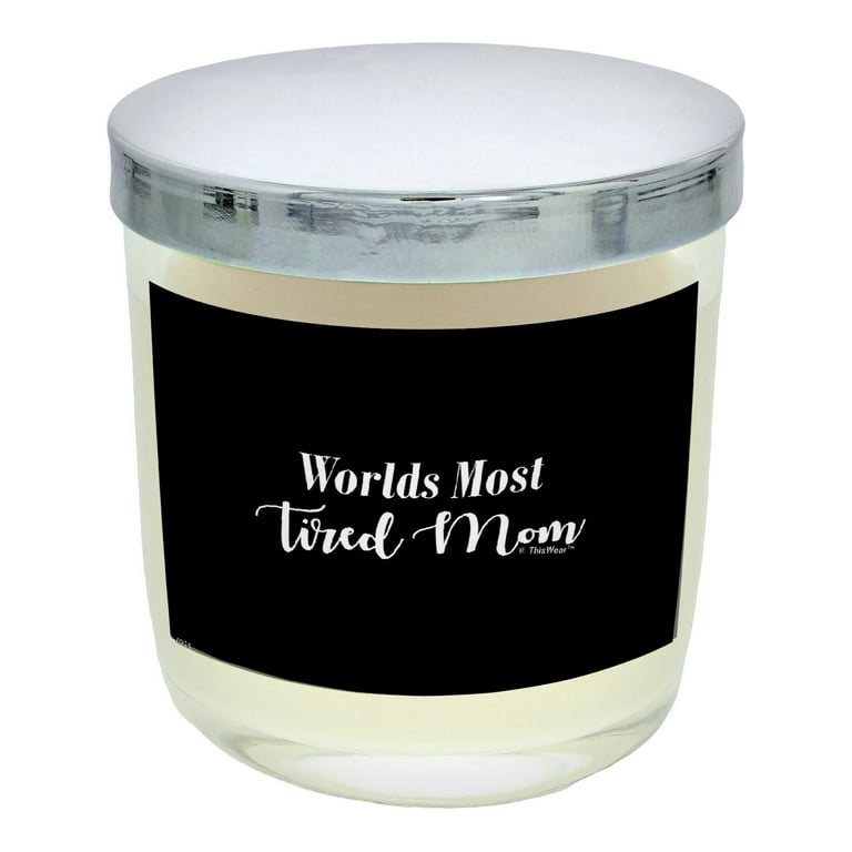 ThisWear Funny Gifts for Mom World's Most Tired Mom Scented Candle Jar  Apple 