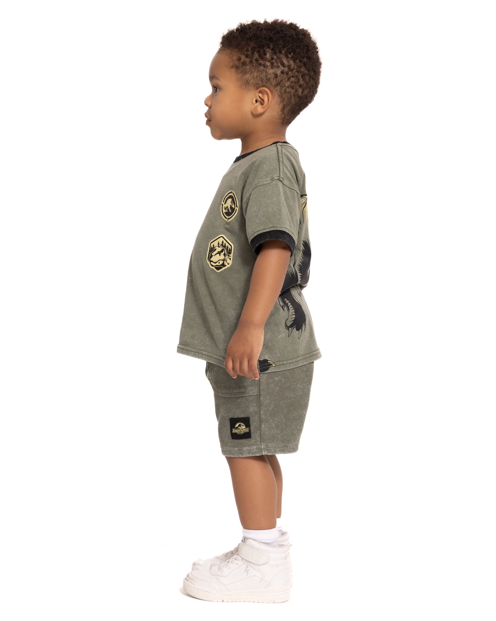 Jurassic World Toddler Boys Short Sleeve Graphic Tee and Matching Shorts Outfit Set, 2-Piece, Sizes 12M-5T