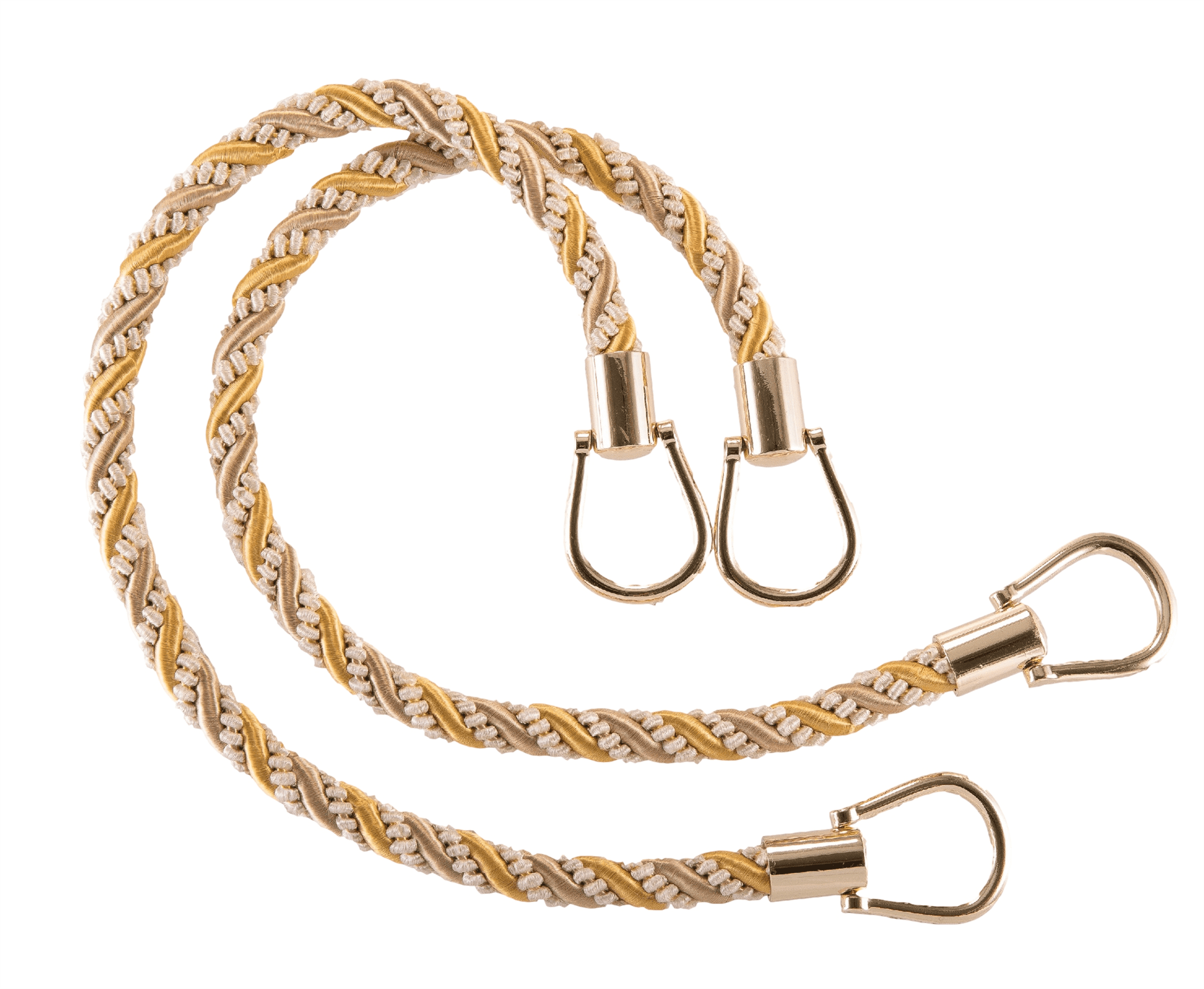 Pair of Elegant Light Gold, Ivory Curtain & Drapery Rope Tiebacks, 18