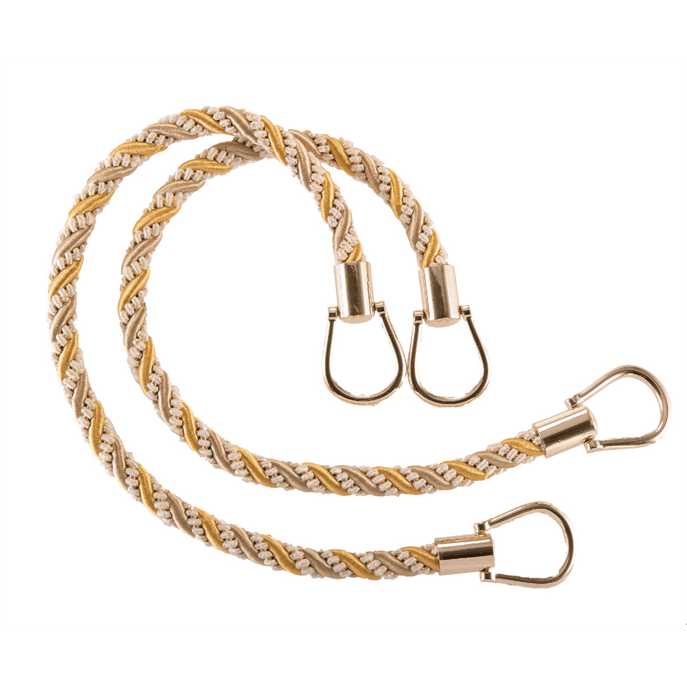 Pair of Elegant Light Gold, Ivory Curtain & Drapery Rope Tiebacks, 18