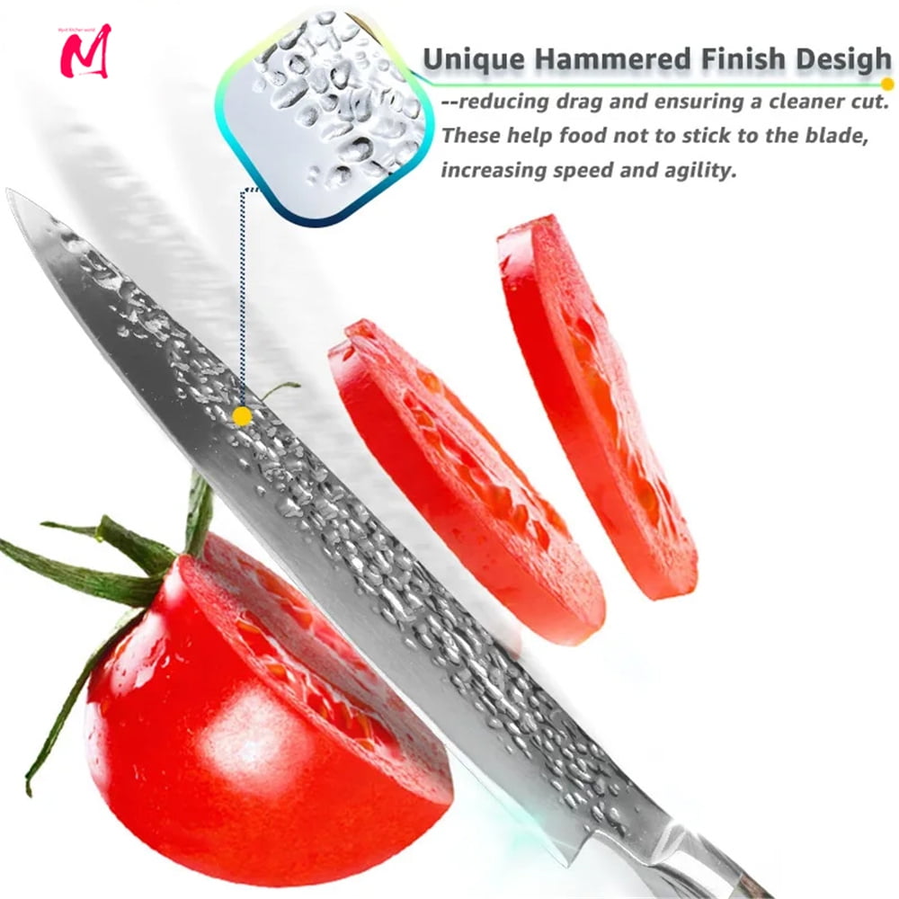 5-Piece Japanese Santoku Kitchen Knife Set, High Carbon Stainless Steel Ultra Sharp Cooking Knives with Protective Covers for Cutting Chopping Slicing