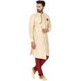 thumbnail image 4 of SKAVIJ Kurta Pajama Set for Men Traditional Wedding Party Dress Beige M, 4 of 6