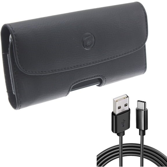 Case Belt Clip w 6ft USB Cable for Samsung Galaxy S20 - Leather Holster Cover Pouch Loops, Type-C Charger Cord Power Wire USB-C W1W fits Samsung Galaxy S20