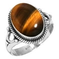 thumbnail image 1 of 925 Sterling Silver Ring For Women - Girls Brown Natural Tiger Eye Gemstone Silver Ring Size 5 June Birthstone Costume Silver Ring Size 5 Halloween Gift For Women 925 Silver Gemstone Jewelry, 1 of 6