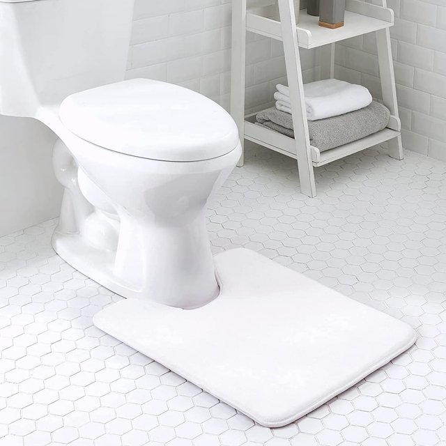 Tapis de Bain en Mousse à Mémoire de Forme 24”x36” Violet Foncé Antidérapant Lavable en Machine