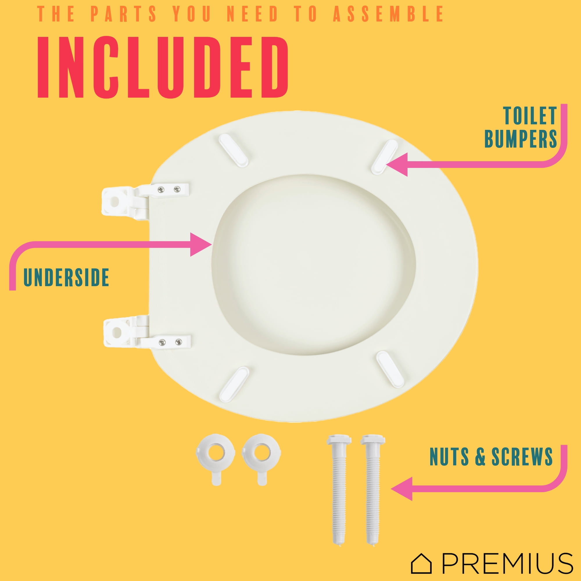 PREMIUS Wood Toilet Seat, Beige, Standard Round, 17 Inches