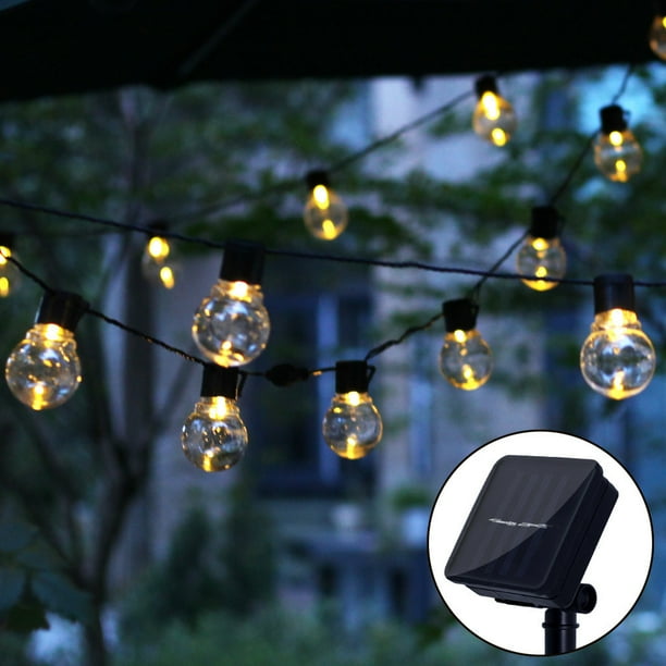 Guirnalda de luces LED solares con forma de globo de 5/7/12 m, guirnalda navideña, bombillas para exteriores, bodas, fiestas, vacaciones, jardín y patio