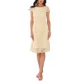 thumbnail image 1 of INSPIRAR CHIC Vestidos Midi de Cóctel para Invitadas de Boda con Manga Corta de Encaje Floral y Cuello Barco Dorado 2XL, 1 of 6