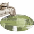 thumbnail image 2 of Abstract Art Round Living Room Rugs 3.3 ft, Sage Green Mottled Color Block Oil Painting Washable Area Rug with Non-Slip Sturdy Edge Binding Round Front Door Mat Floor Carpet for Entryway, 2 of 9