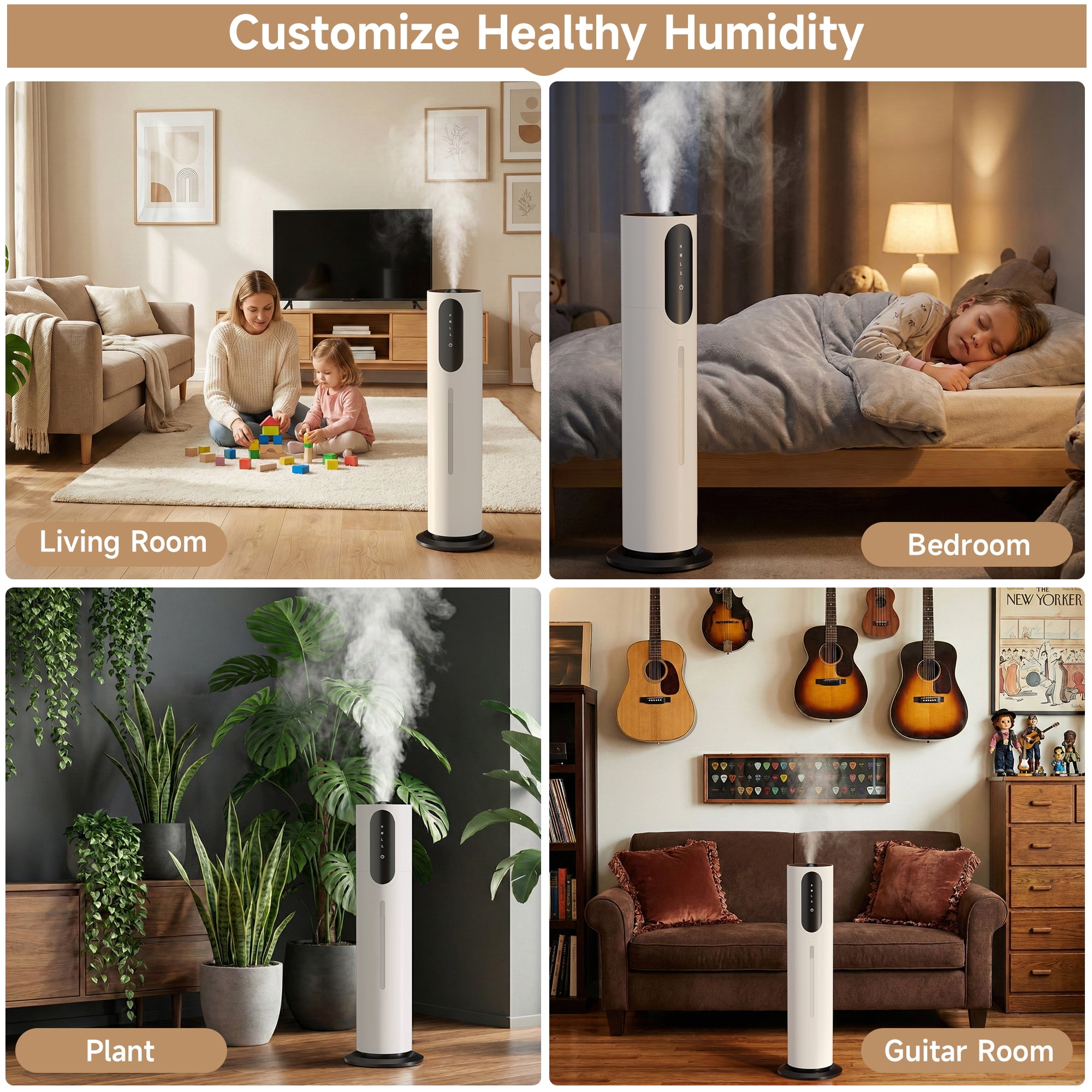 TOPTENG 2gal/7.5L Silent Humidifier for Bedroom Large Room – 3-Speed Ultrasonic Cool Mist, Purification & Filtration, Aroma Diffuser Box, for Indoor Home Use
