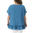 thumbnail image 3 of Agnes Orinda Women's Plus Size Tops Layered Hem Crew Neck Short Sleeve Shirts Flowy Summer Casual Blouse 2X Blue, 3 of 6