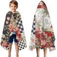 thumbnail image 3 of Pioneer Flower Floral Print Pattern Hooded Bath Towel，50"x30" for Ages 3 To 12 Kids, Quick Dry Lightweight Soft Microfiber Hood Beach Towel Cover Up for Kids, 3 of 7