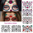 thumbnail image 2 of Pegatinas de tatuaje facial de Halloween del Día de los muertos, tatuaje temporal impermeable, fiesta de disfraces, Festival, maquillaje, cuerpo, brazo, decoración, 2 of 3