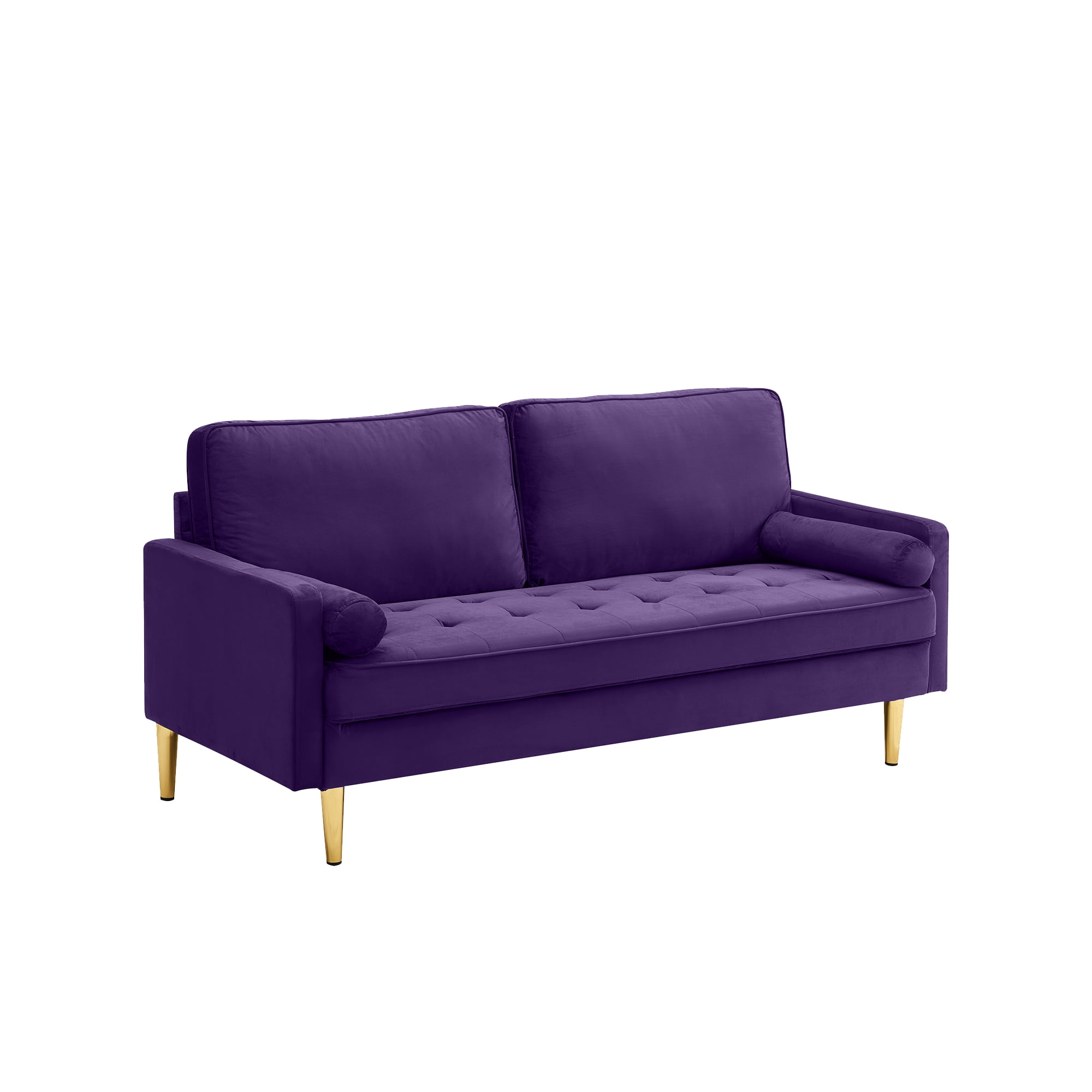 Xukmct 2 Seater Velvet Sofa Couch with Metal Legs, 65 inch Loveseat Sofa for Living Room, Office, Bedroom, Purple