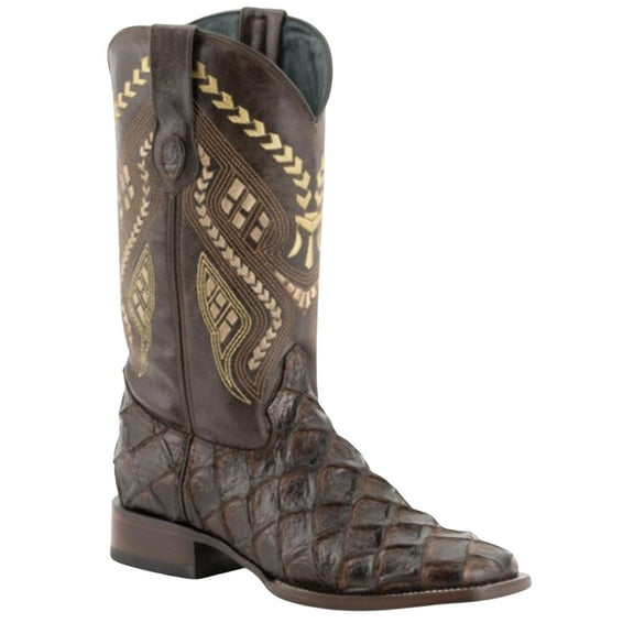 Ferrini Western Boots Mens Bronco Pirarucu Print Chocolate 43393-09