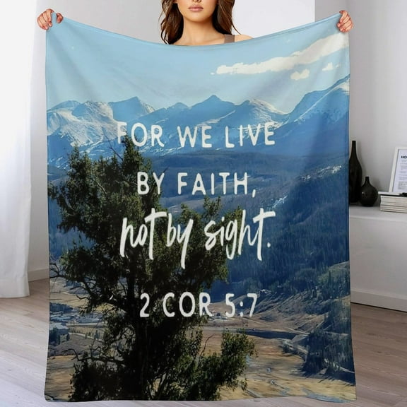 Bible Verses Cor 5 7 Throw Blanket Inspirational Prayers Quotes Flannel Blanket Soft Sofa Decor Blanket Gifts for Women Men 40"x50"