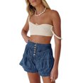 thumbnail image 3 of Women Summer High Waist Wide Leg Denim Shorts with Pockets, 3 of 4