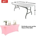thumbnail image 6 of Parojati 1 Pack 6FT Table Cloth for Rectangular Fitted Events Stretch Pink Table Covers Washable Spandex Tablecloth Protector for Party, Wedding, Cocktail, Banquet, Festival Light Pink, 6 of 6