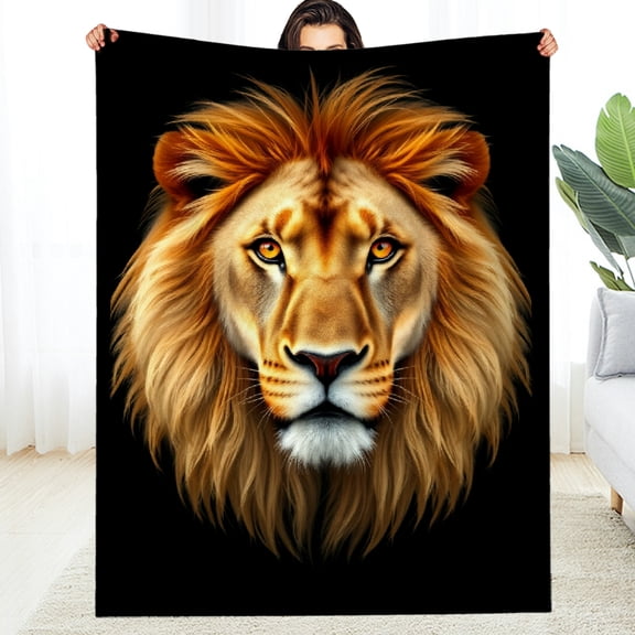 RKSupls Lion King Wildlife Soft Flannel Throw Blanket, Lightweight Fuzzy Warm Cozy Blanket for Couch Bed Home Travel Decor