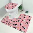thumbnail image 2 of Boston Terrier Dogs and Flowers Bathroom Rugs Sets 3 Piece,Toilet Cover Set,Absorbent Non Slip Bathroom Mats Sets with U-Shaped Contour Rug Toilet Rug Set, 2 of 5