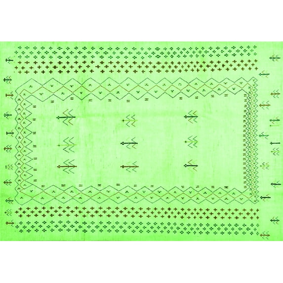 Ahgly Company Indoor Rectangle Solid Green Modern Area Rugs, 5' x 7'