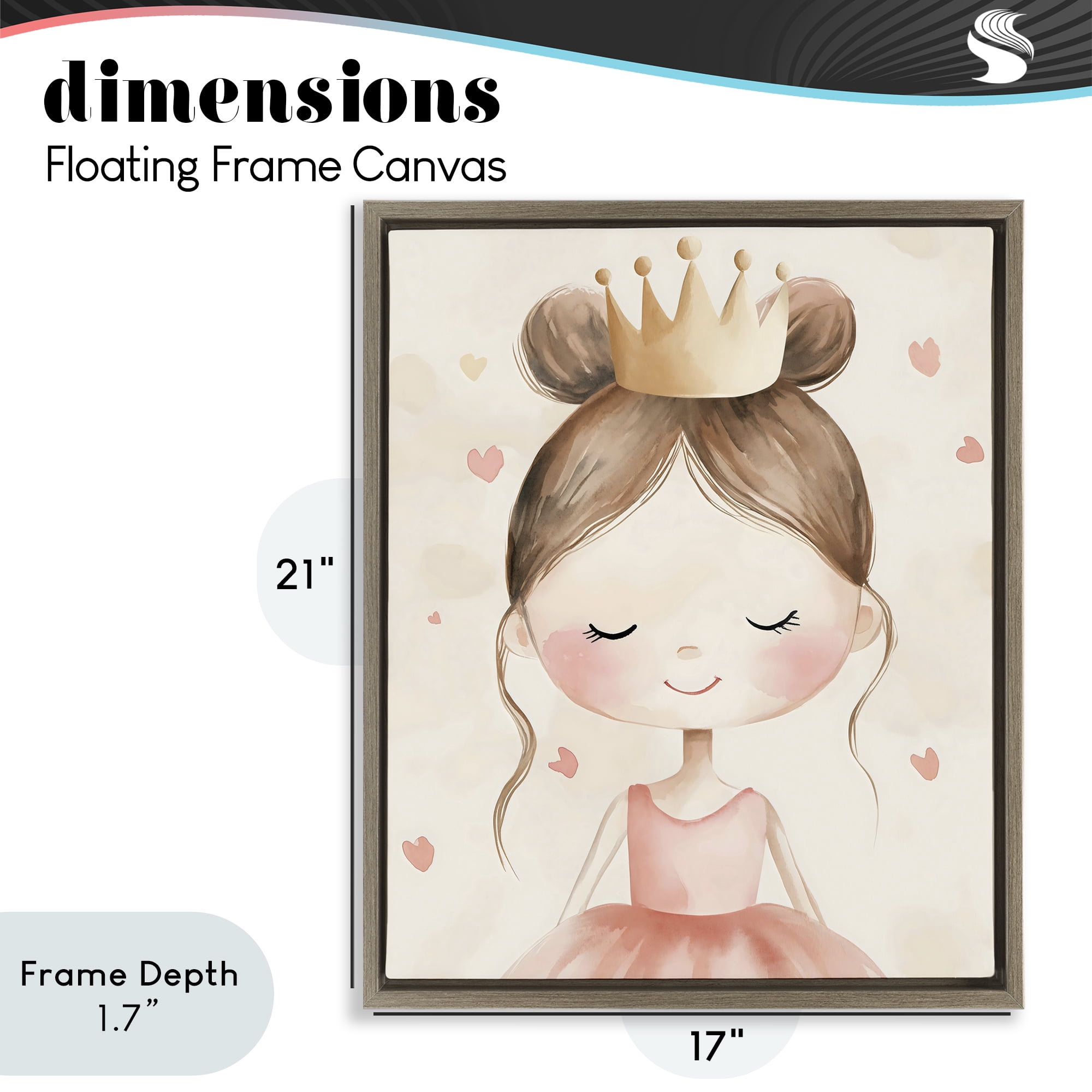 Stupell Industries Pink Ballerina in Crown Brown Framed Floater Canvas Wall Art, design by Creative Studio
