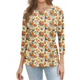 thumbnail image 4 of Halloween Tops for Women Skeleton Bat 3/4 Sleeve Spooky Blouses Candy Spider Crew Neck Funny T Shirts, S, 4 of 7
