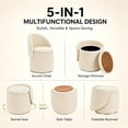 thumbnail image 5 of Casa Pura Furniture Cream White Velvet Swivel Storage Accent Chair with Foldable Backrest, 19.3 in., 250 lb Capacity, 5 of 8