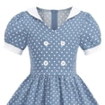 thumbnail image 4 of YDFCWXW Vintage Dresses for Girls Kids Lapel Collar Polka Dot Dress Swing Dress (Light Blue, 5-6 Years), 4 of 5