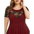 thumbnail image 4 of Enwejyy Women's Patchwork Lace Short Sleeve Asymmetrical Plus Size T-Shirt Blouse Tops, 4 of 4