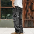 thumbnail image 5 of HOOMEUMY Mens Baggy Jeans Loose Workwear Cargo Denim Pants Multi-Pockets Casual Motorcycle Pants (Black,46), 5 of 8