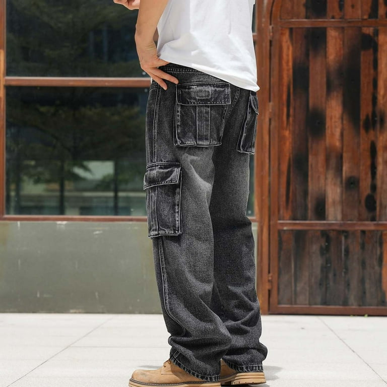 DPTALR Men's Baggy Jeans，Hip Hop Loose Fit，90s Vintage Cargo
