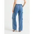 thumbnail image 4 of Sofia by Sofia Vergara Women's and Women's Plus Size Diana Mid Rise Relaxed Straight Cargo Jeans, 32.5" Inseam, Sizes 0-26W, 4 of 5