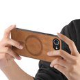 thumbnail image 3 of for iPhone 16e Magnetic Case, Luxury PU Leather Skin-Feel Back Protective Phone Cover Compatible with Mag-Safe Support Car Mount Holder for iPhone 16e, Brown, 3 of 7