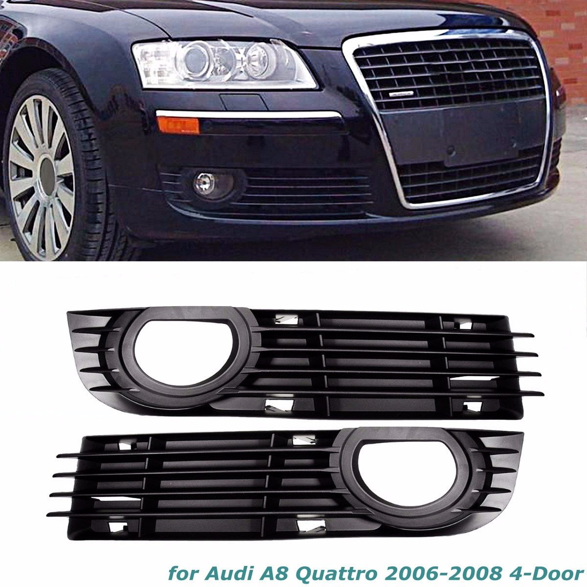 Left Right Front Fog Light Cover Bumper Grill Grille For Audi A8 Quattro 06-08 