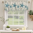 thumbnail image 2 of 2 Pack Nautical Teal Starfish Valance for Window Ocean Corals Compass Retro Brown Map Kitchen Valance Rod Pocket Short Curtain Topper Decorative Window Treatment for Living Room Bedroom 42"x18", 2 of 9