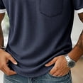thumbnail image 7 of Mens Shirts Short Sleeve Button Tops Summer Casual Loose Fitting Color Block Knit Tee Shirts with Pocket, 7 of 7
