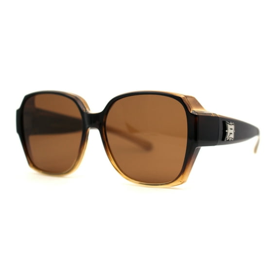 Polarized Large Oversized Barricade Rectangle Fit Over OTG Sunglasses Brown Beige