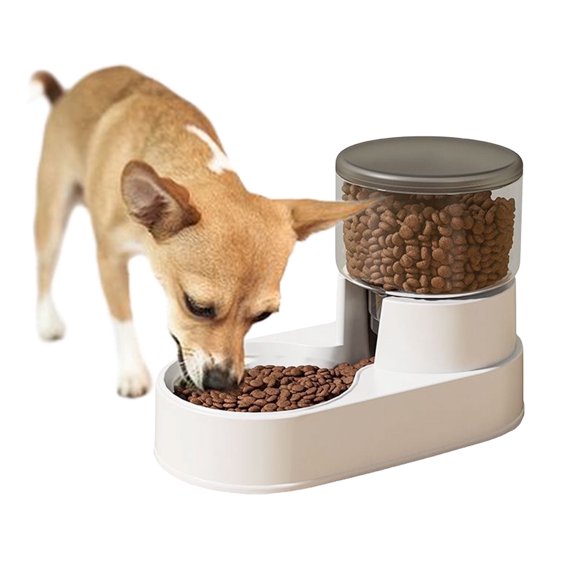 Kathson Automatic Dog Feeder,Gravity Dog Food Dispenser,Large Capacity Auto Pet Bowls,Dry Food Self Feeding Station Bowl for Cats,Dogs,Grey