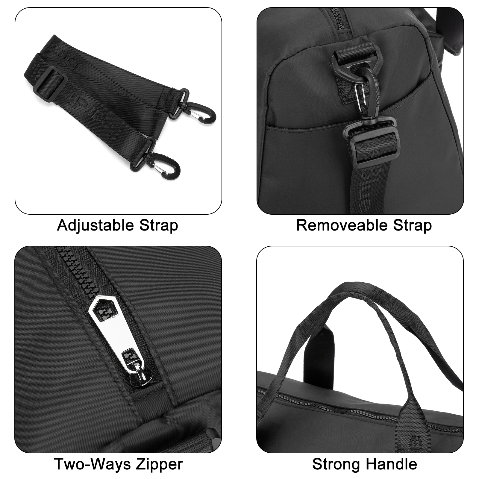 For United Airline 17x10x9 Inches Personal Item Underseat Travel duffle bag, ports Tote Gym Bag,Shoulder Weekender Overnight Bag (Black)