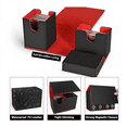 thumbnail image 4 of Card Deck Box, Premium Box with Flip Dice Tray , Case Storage for Sports Playing Game Cards Black+Red, 4 of 6