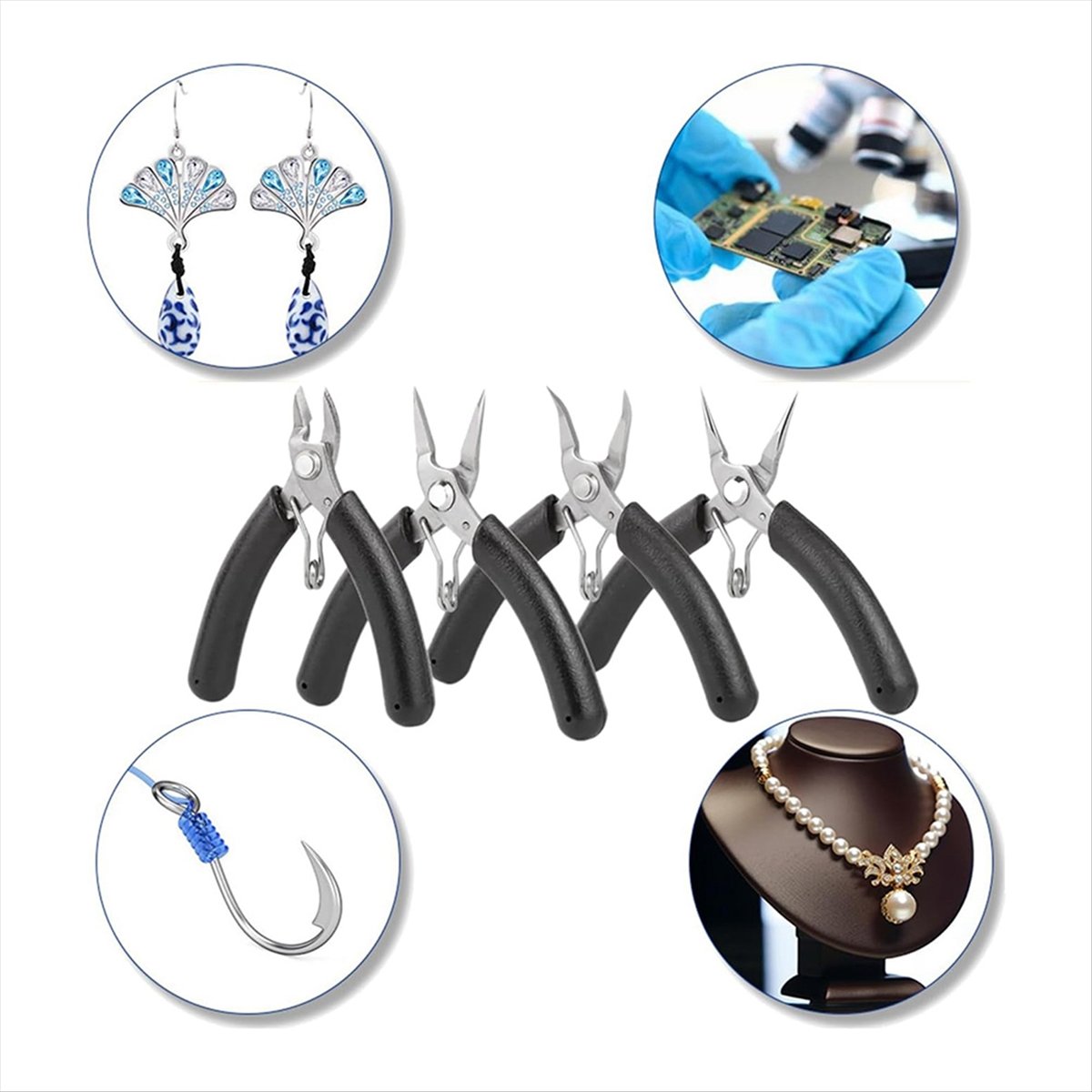 Jewelry Pliers Set for Crafting and Repair Jewelry Pliers Collection Portable Pliers Tools for Jewelry Making,4 Pieces/Set x Jewelry Pliers