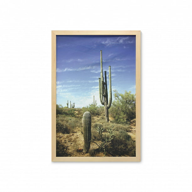 Saguaro Wall Art with Frame, Tall Saguaro Cactus with Spined Leaves ...