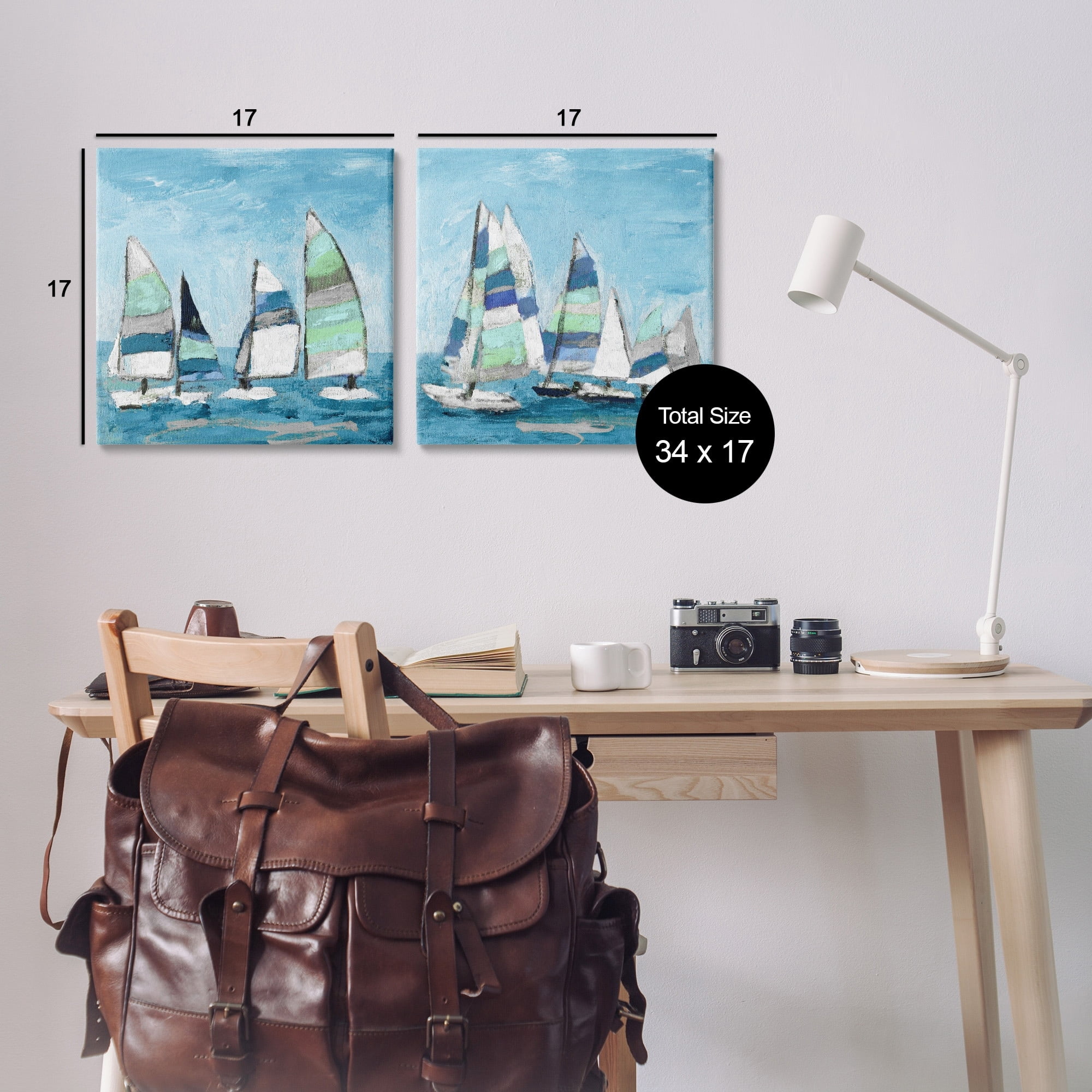 Stupell Industries Soothing Sailboats Drifting Nautical Ocean Marina Vessel Painting Gallery Wrapped Canvas Print Wall Art, Set of 2, Design by Katrina Craven