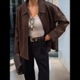 thumbnail image 4 of Chaleco Informal de Color Liso con Solapa y Botones para Mujer, Larga, Estilo Casual Color Café L, 4 of 9