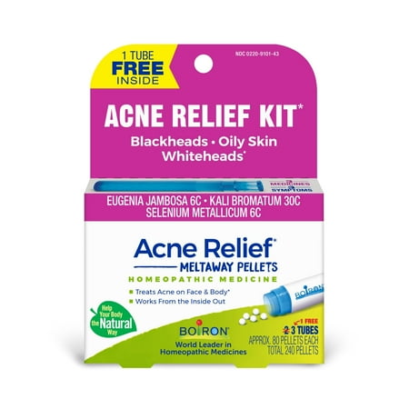 Boiron Acne Relief Bonus Pack, Homeopathic Medicine for Acne Relief, Blackheads, Oily Skin, Whiteheads, 240 Pellets