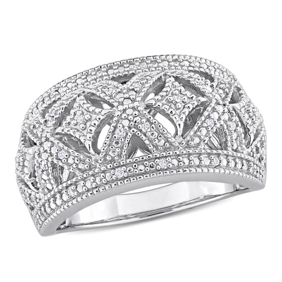 Vintage Milgrain Ring, Criss Cross Pattern Diamond Ring, Half Eternity Diamond Engagement Ring, Women's Cocktail Ring, 1.9 Ct Simulated Diamond, 925 Sterling Silver