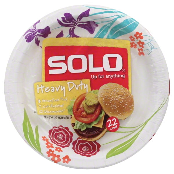 Dart Container, Solo 10 Inch Heavy Duty Paper Plates, 22 plates